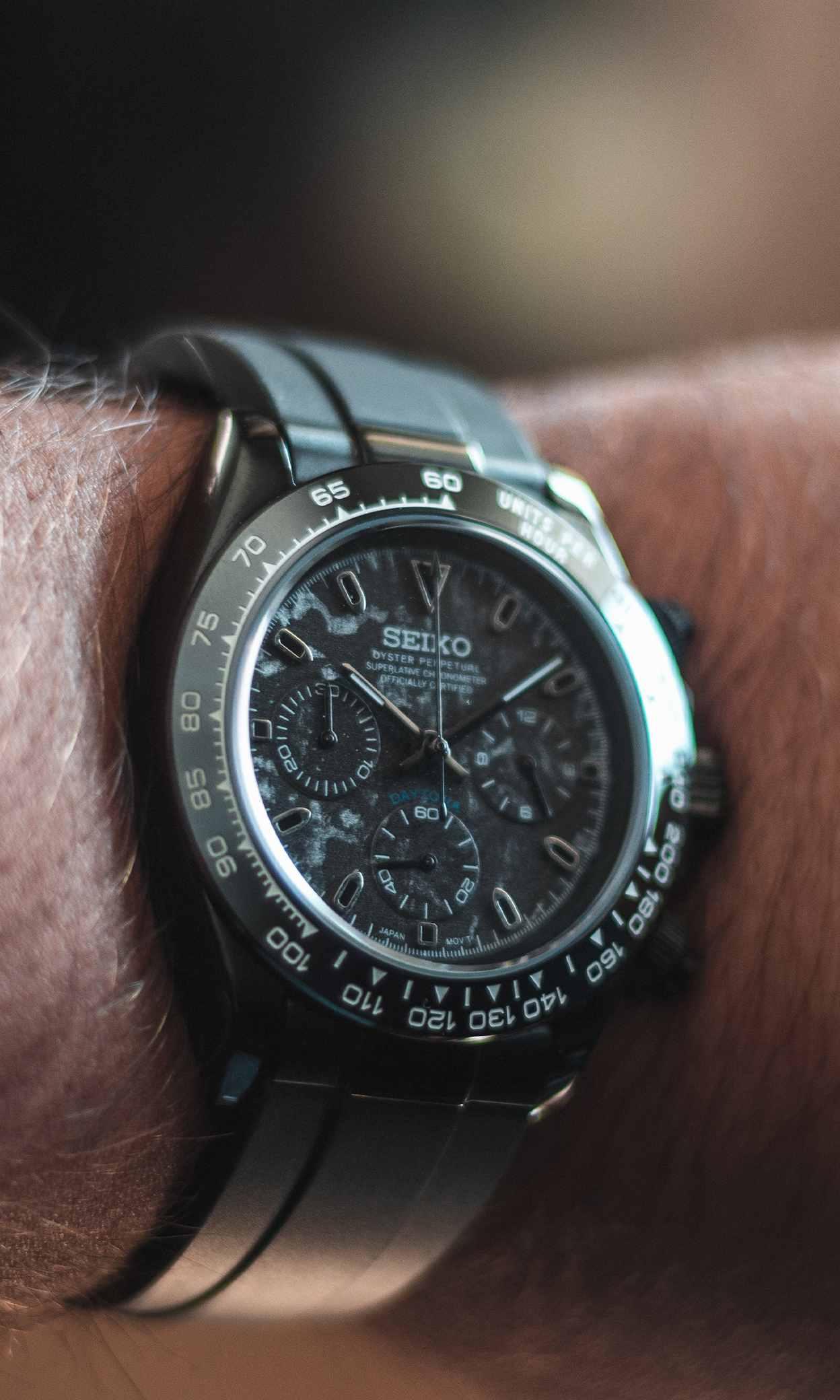 Seiko Mod Daytona Météorite Black